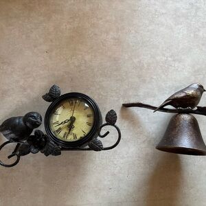 Metal Bird Clock and Brass Bird Bell